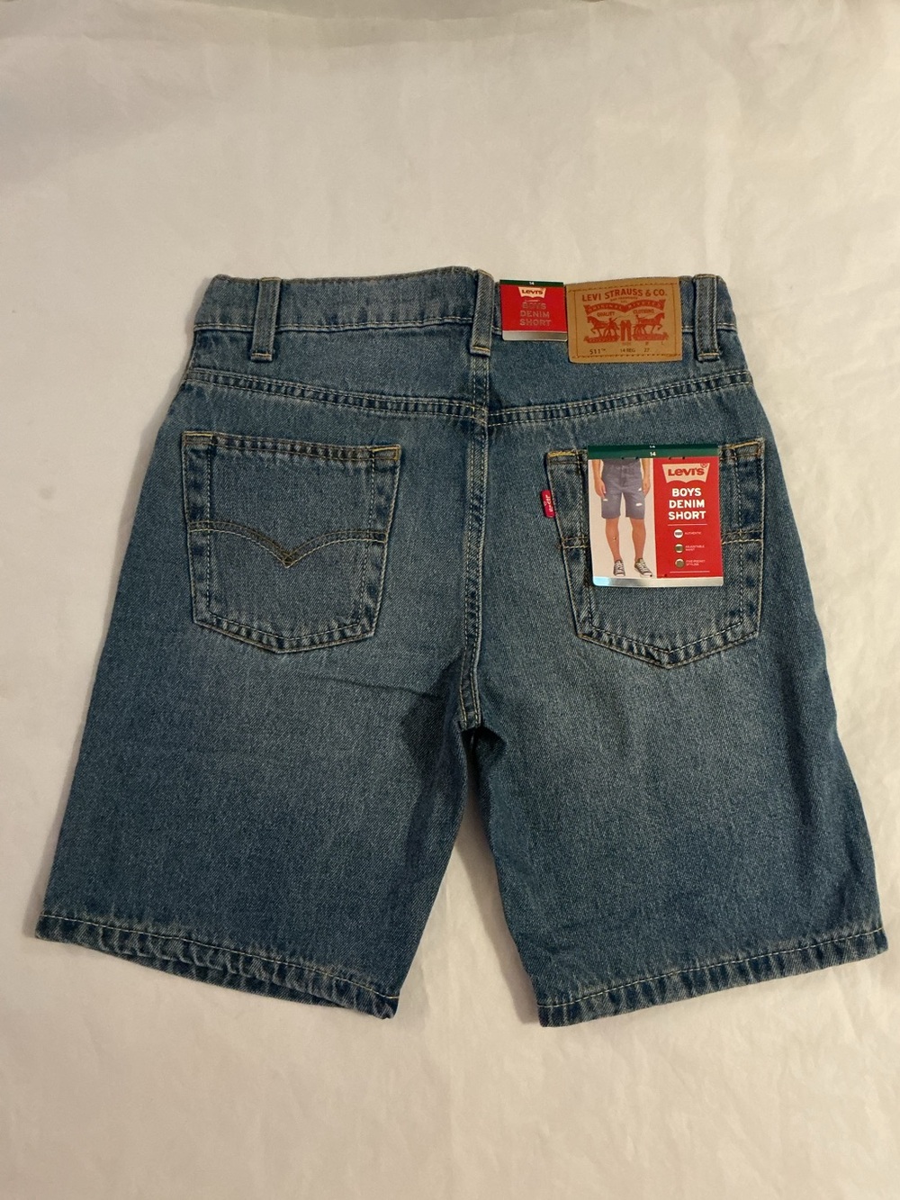 NWT Levi’s distressed denim Jean shorts boy’s 14 adjustable